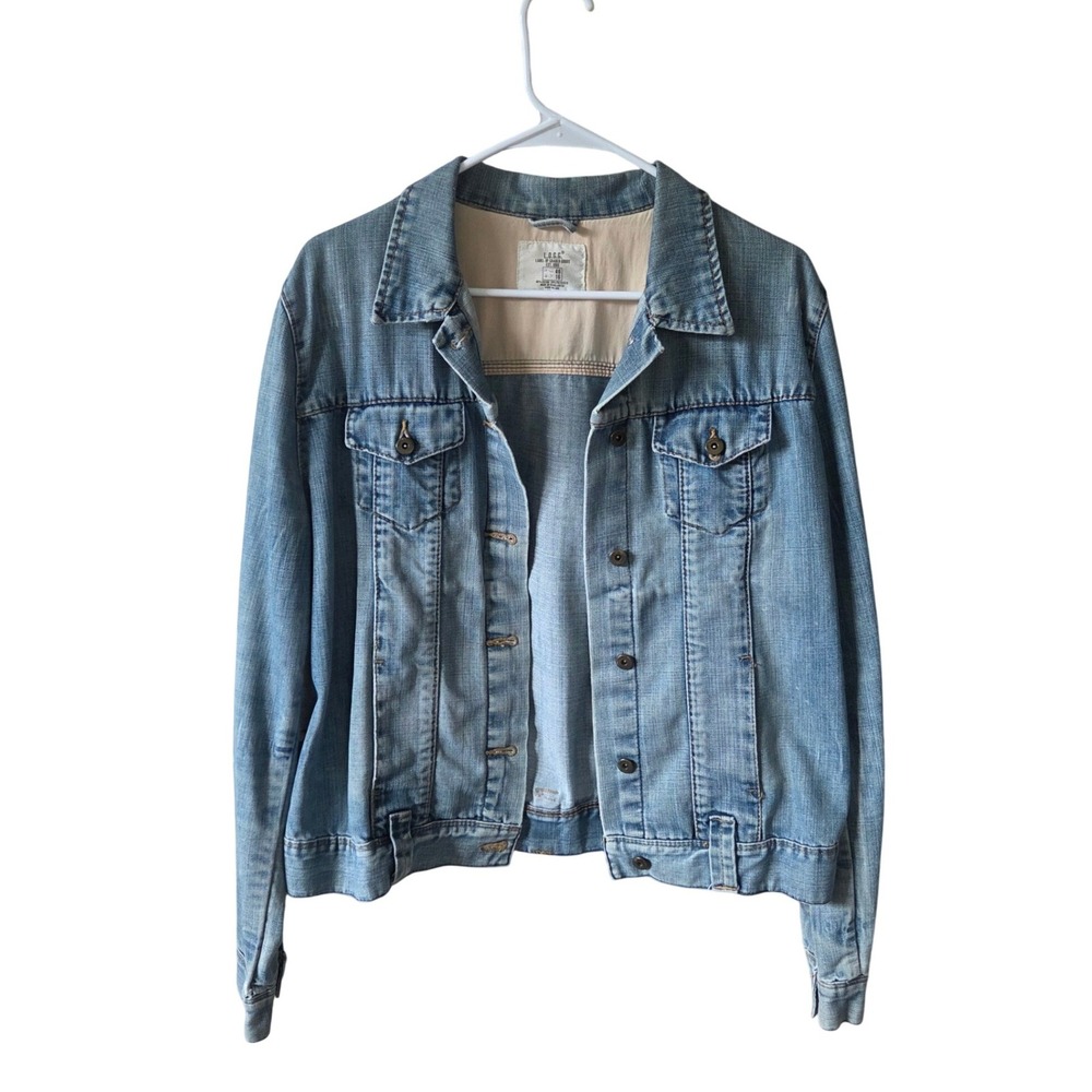 LOGG H&M Blue Denim Trucker Jacket Womens Size 16 Light Wash Cotton Blend